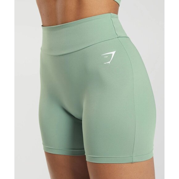 Gymshark Womens High-Waisted Scrunch Seamless Workout Shorts M Green Yoga NWOT - Picture 1 of 8